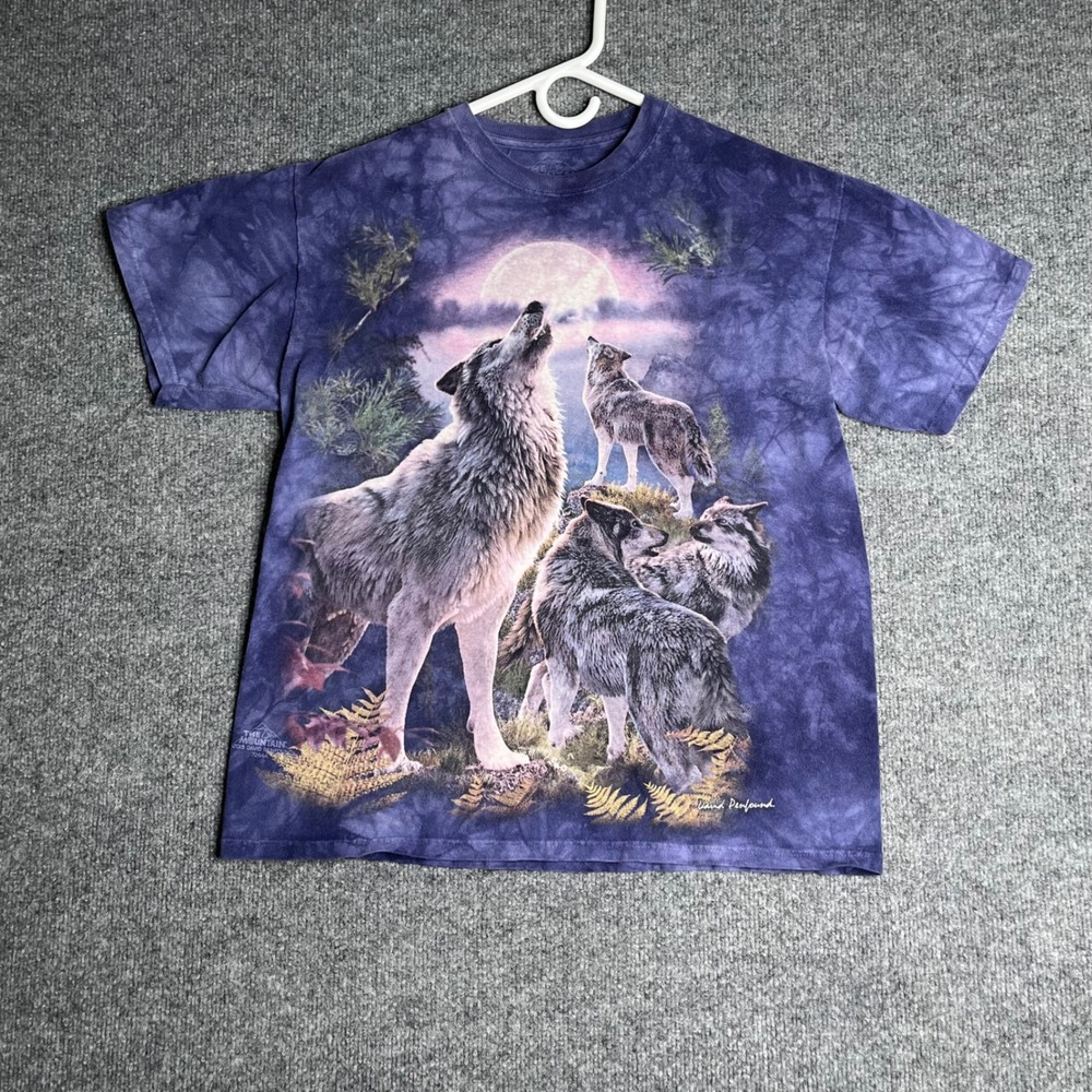 The Mountain Wolf Howling Moon Purple Tie Dye T-Shirt David Penfound Medium
